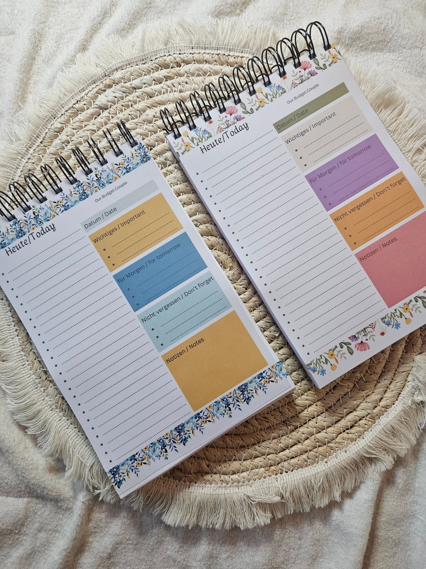 Tagesplaner Spiralblock Daily Planner Blumen Design