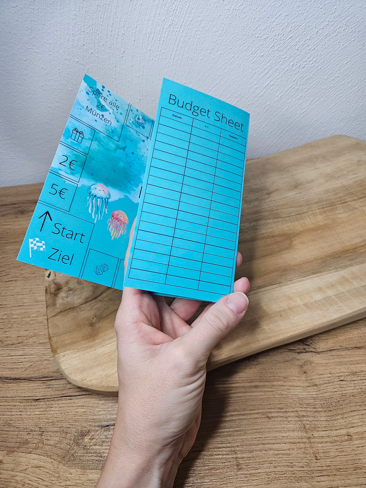 Sparspiel Sparchallenge Klappkarte