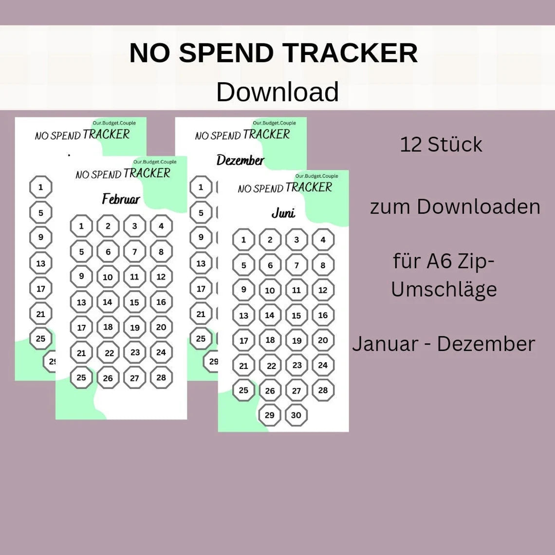 No-Spend Tracker Set zum DOWNLOADEN