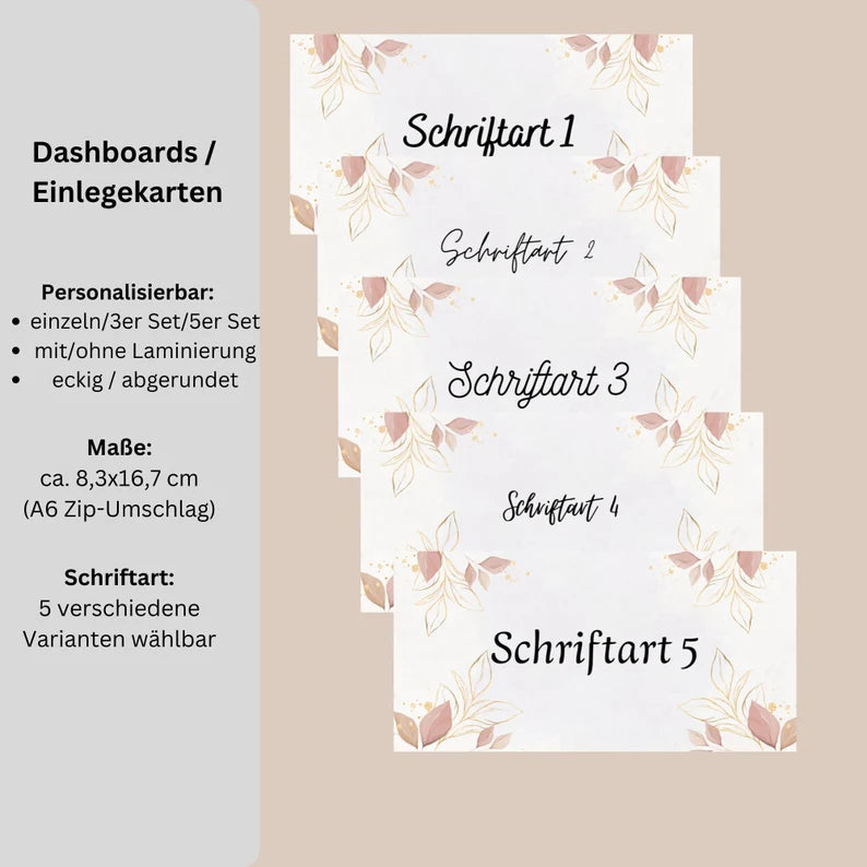 Dashboards Pastell Blumen Rosè