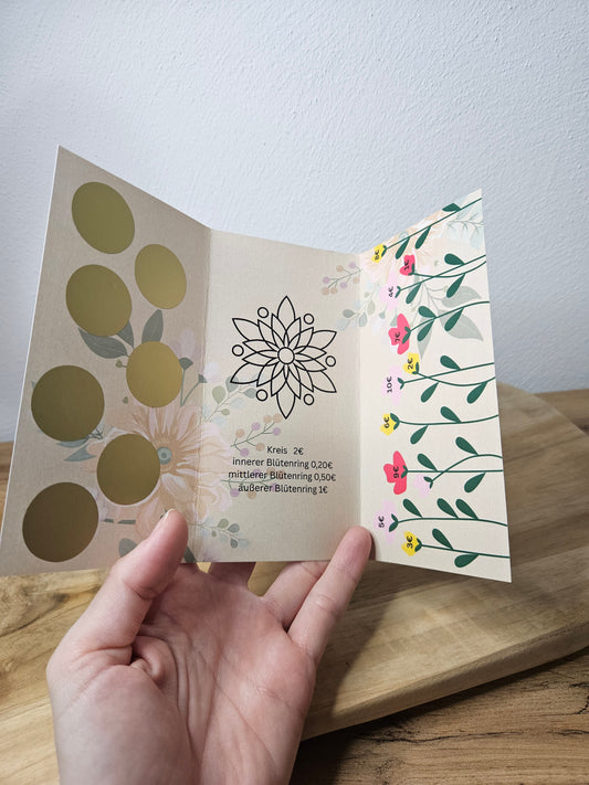 Frühlingssparer Sparchallenge Klappkarte Rubbelchallenge