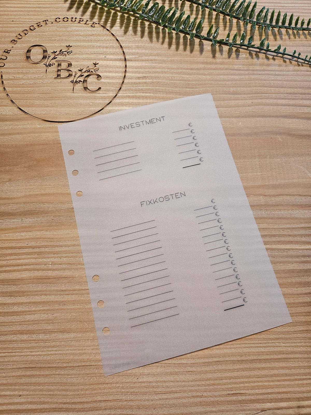Budgetplaner Laminiert (wiederverwendbar)