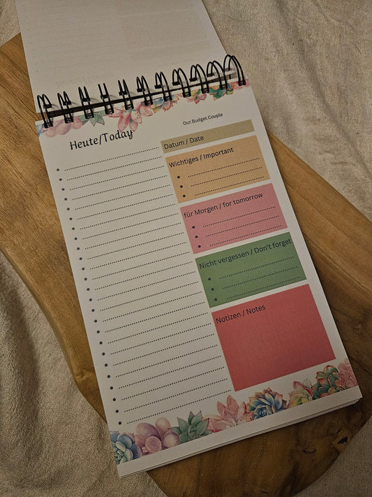 Tagesplaner Spiralblock Daily Planner Kakteen